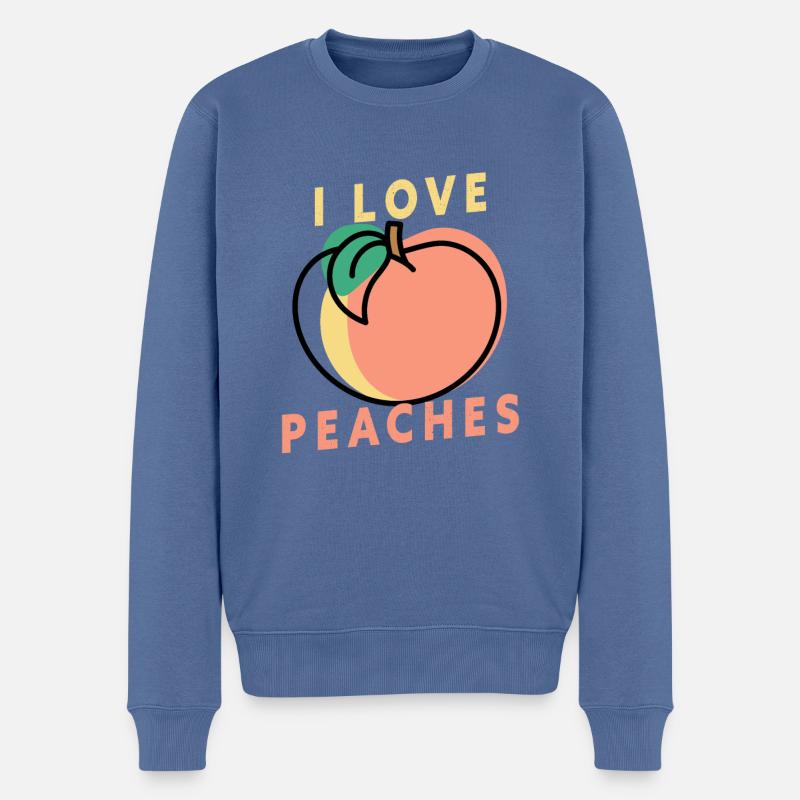 I Love Peaches Fruit Vegetarian Vegan - Männer Premium Bio Pullover - Taubenblau