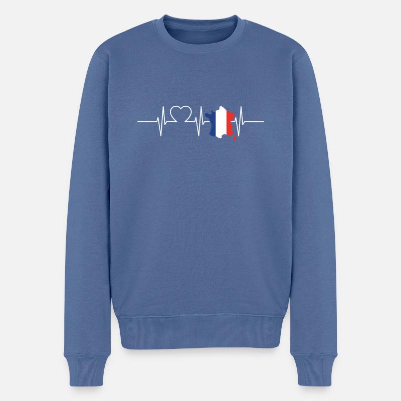 Frankreich Herzschlag Flagge Vintage Frankreich - Männer Premium Bio Pullover - Taubenblau