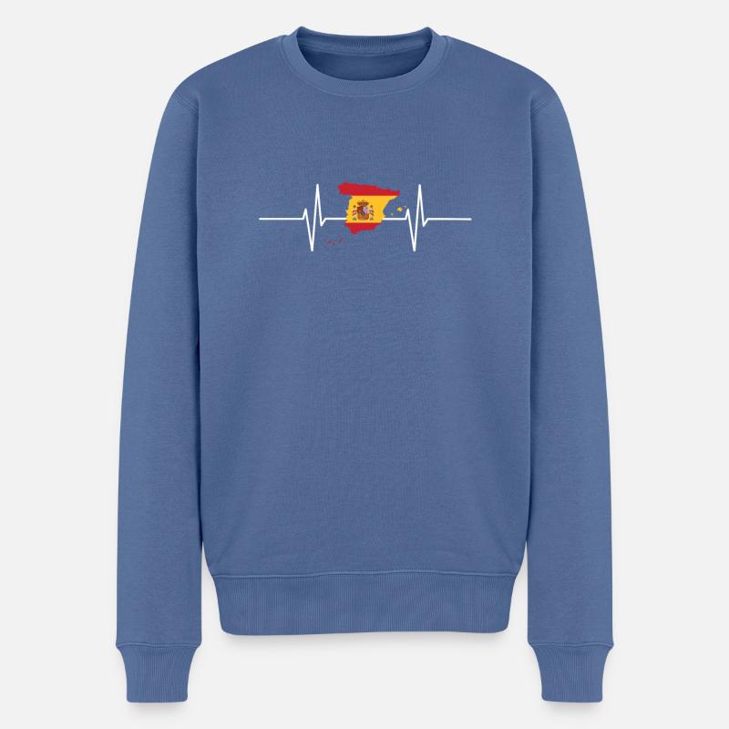 Spanien Herzschlag Flagge Vintage Spanien - Männer Premium Bio Pullover - Taubenblau