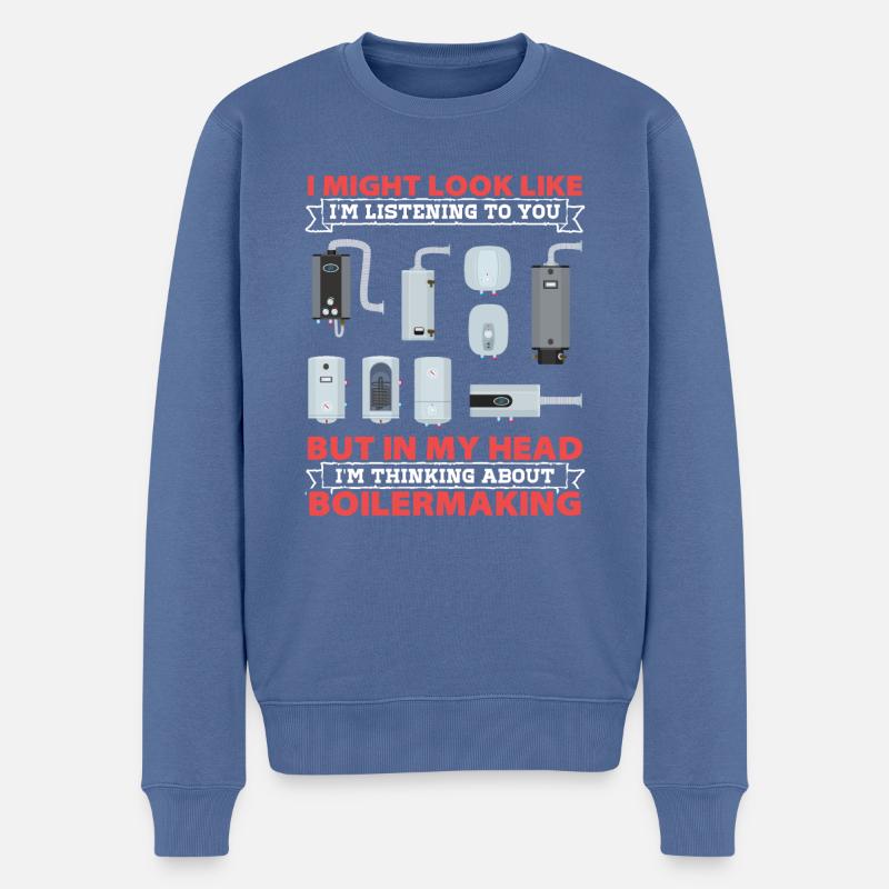 Gewerkschaft Fabrication Chaudronnier Ouvrier Chaudière - Pull Premium bio Homme - bleu pigeon