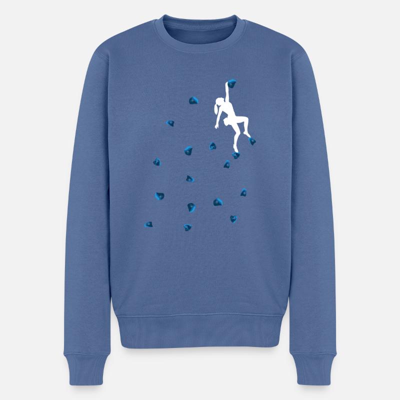 Bouldern Klettern Blaue Boulder Griffe Frau Dame - Männer Premium Bio Pullover - Taubenblau