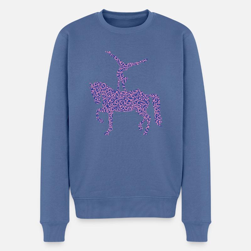 Voltigieren Silhouette Mädchen Reiterin Geschenk - Männer Premium Bio Pullover - Taubenblau