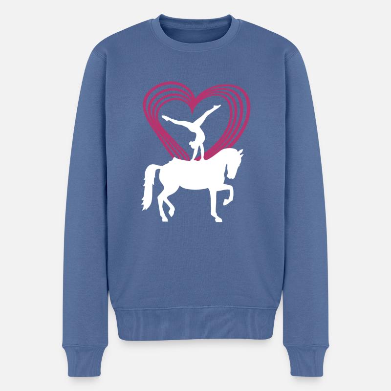 Voltigieren Silhouette Mädchen Reiterin Geschenk - Männer Premium Bio Pullover - Taubenblau