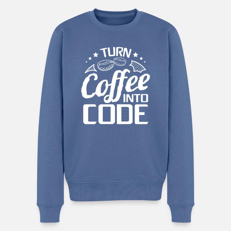 I Turn Coffee Into Code - Programmer Software - Männer Premium Bio Pullover - Taubenblau