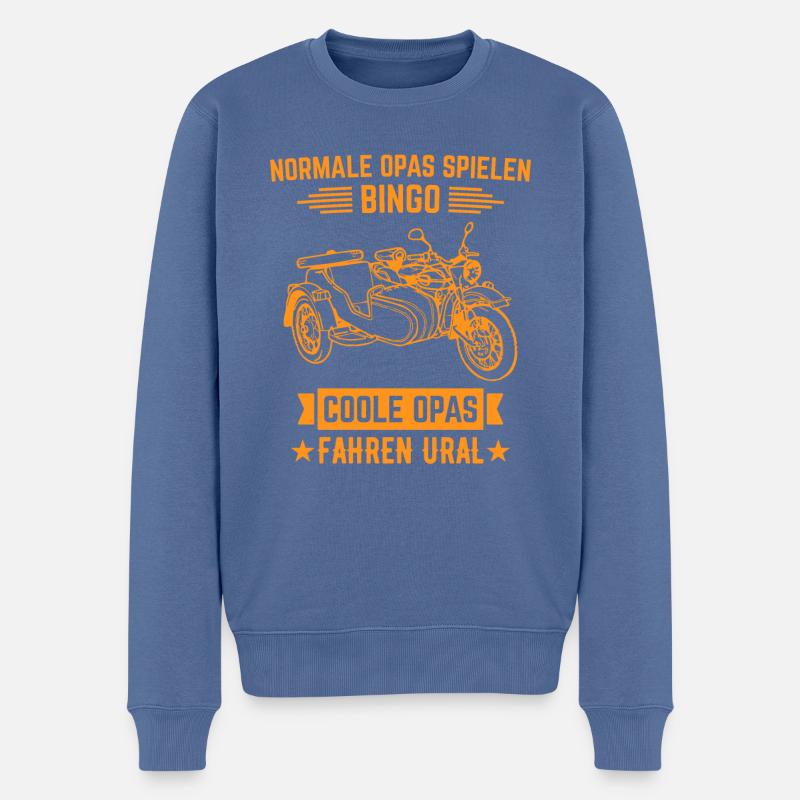 Coole opas Ural Beiwagen Motorradgespann Motorrad - Männer Premium Bio Pullover - Taubenblau