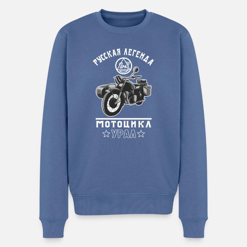Russian legend kyrillisch Beiwagen Ural Motorrad - Männer Premium Bio Pullover - Taubenblau