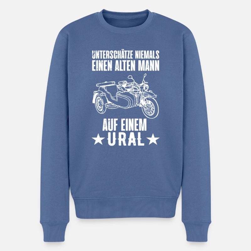 Ural Logo Beiwagen Motorradgespann Motorrad - Männer Premium Bio Pullover - Taubenblau