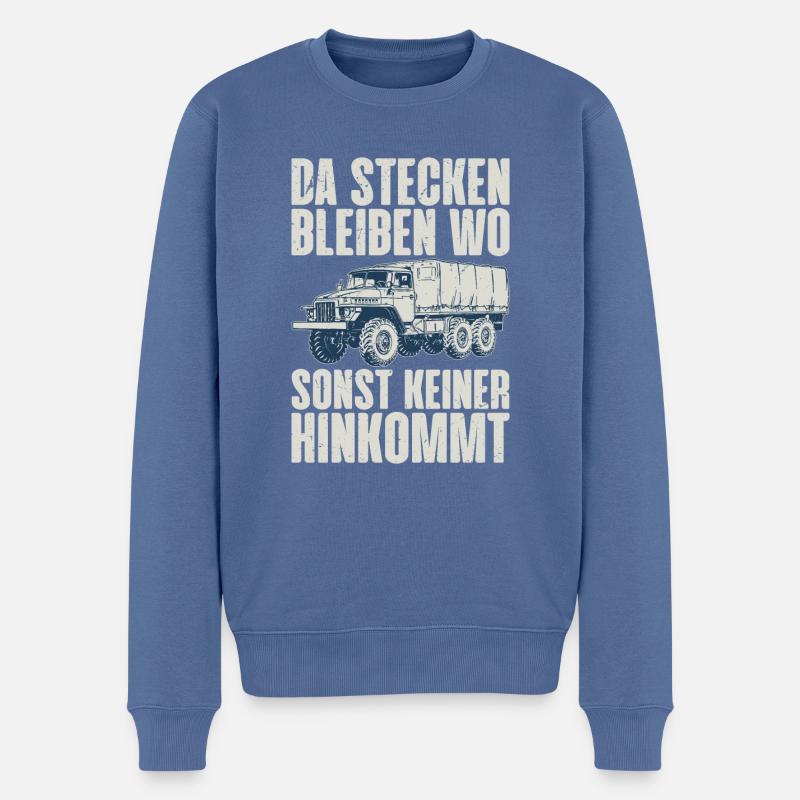 Da stecken bleiben wo sonst keiner hinkommt URAL - Männer Premium Bio Pullover - Taubenblau