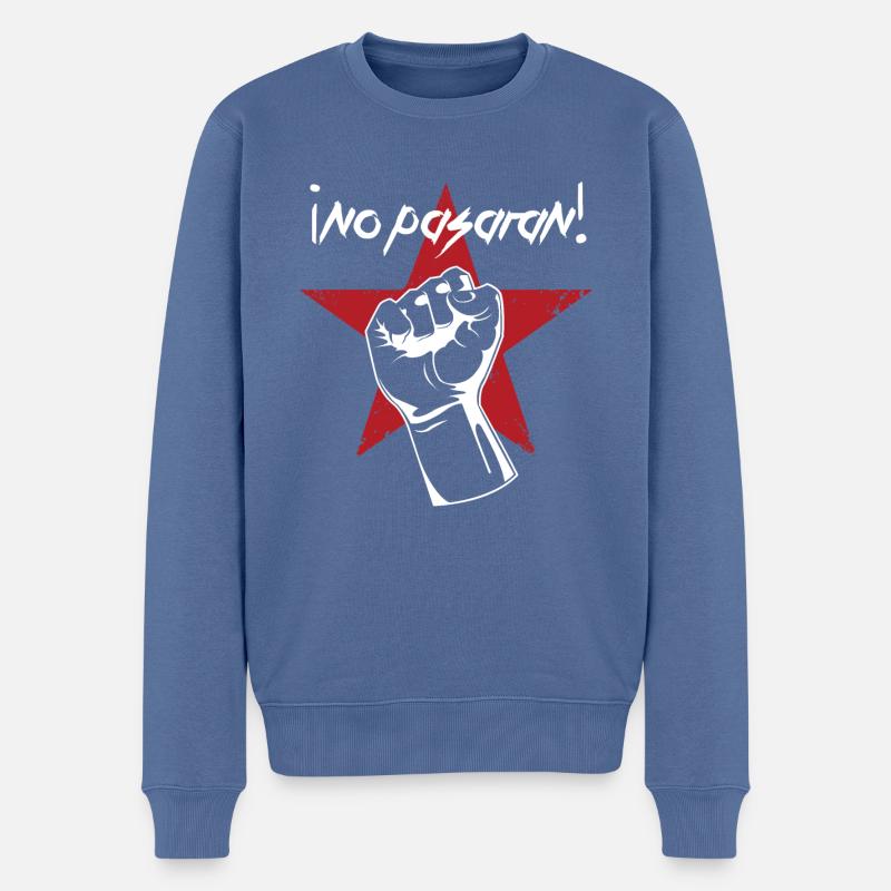 No Pasaran - Sie werden nicht durchkommen - Männer Premium Bio Pullover - Taubenblau
