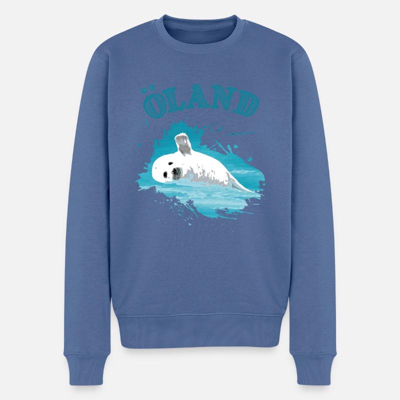 Öland Urlaub Ostsee Insel Robbe Seehund - Männer Premium Bio Pullover - Taubenblau