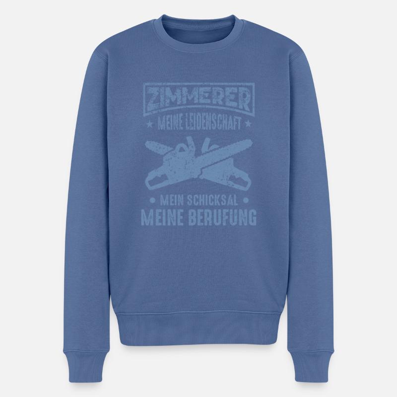Zimmerer lustige Sprüche - Männer Premium Bio Pullover - Taubenblau