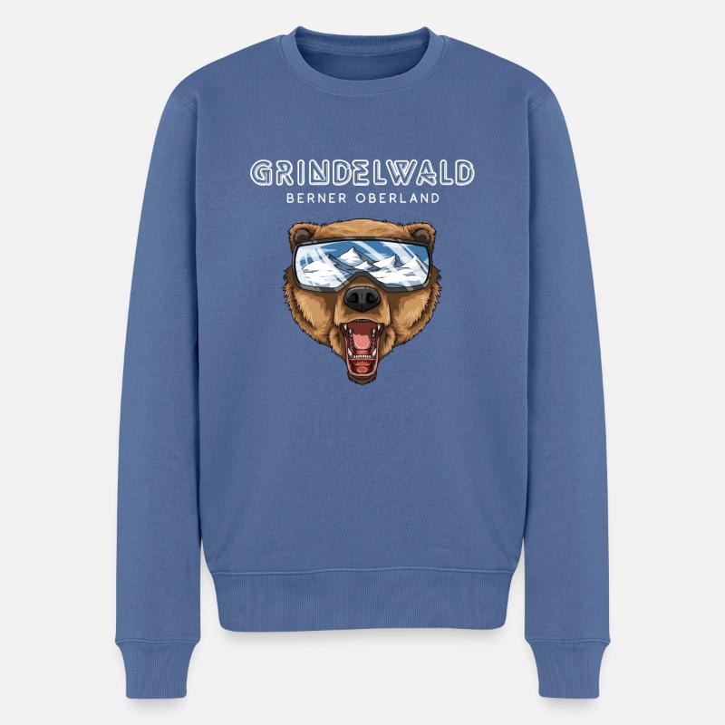 Grindelwald Berner Oberland Schweiz Retro Ski - Männer Premium Bio Pullover - Taubenblau