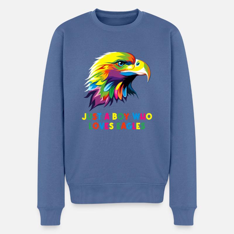 just a boy who loves eagles Vogel Adler - Männer Premium Bio Pullover - Taubenblau