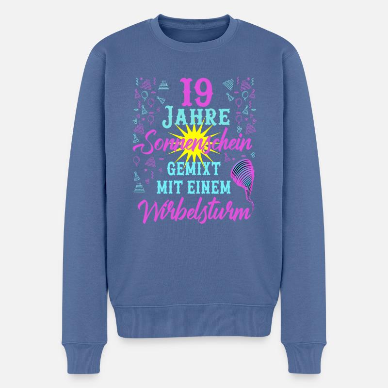 19 Geburtstag Frauen Geschenk 19 Jahre Geburtstag - Männer Premium Bio Pullover - Taubenblau