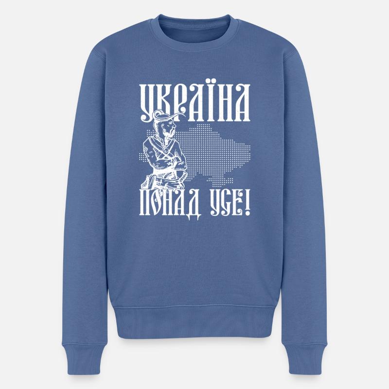 Ukraine vor allem Kiew Trysub Flagge - Männer Premium Bio Pullover - Taubenblau