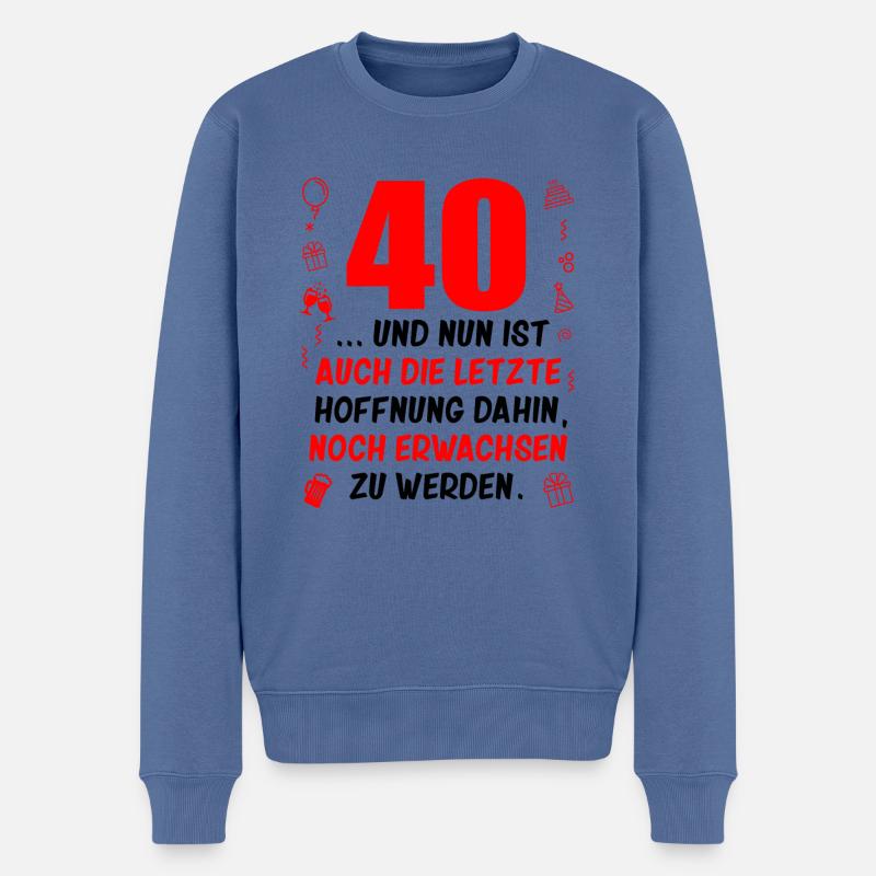 40. Geburtstag Mann 40.Ehrentag 40. Jubiläum Fun - Männer Premium Bio Pullover - Taubenblau
