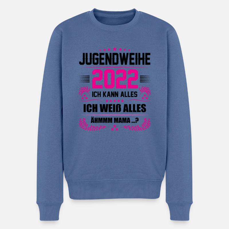 Jugendweihe Mädchen Jungen Geschenk lustig 2022 - Männer Premium Bio Pullover - Taubenblau
