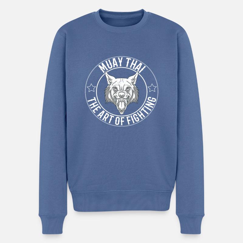 Muay Thai Wolf Logo - Männer Premium Bio Pullover - Taubenblau