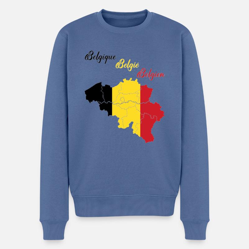 Belgien - Männer Premium Bio Pullover - Taubenblau