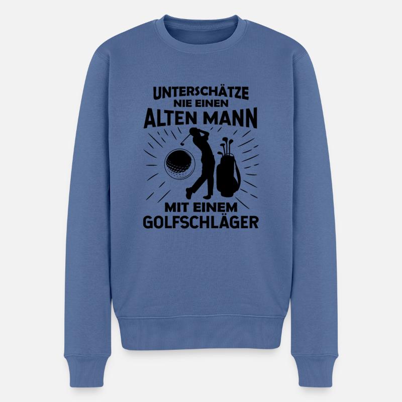 Unterschätze Niemals Einen Alten Mann Mit Einem Go - Männer Premium Bio Pullover - Taubenblau