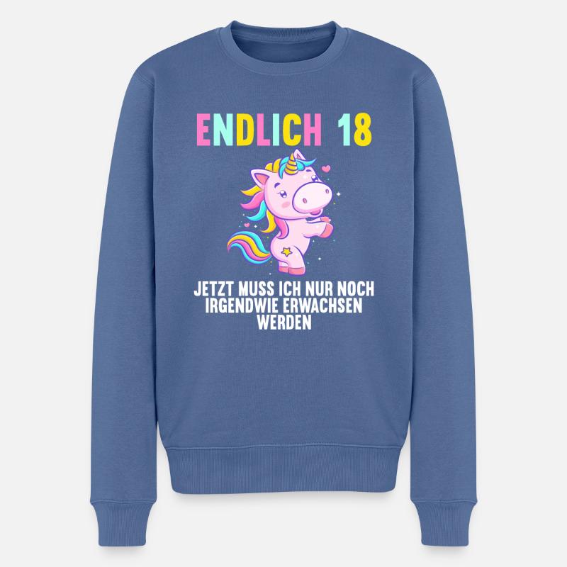 18 Jahre Nur noch erwachsen werden 18. Geburtstag - Männer Premium Bio Pullover - Taubenblau