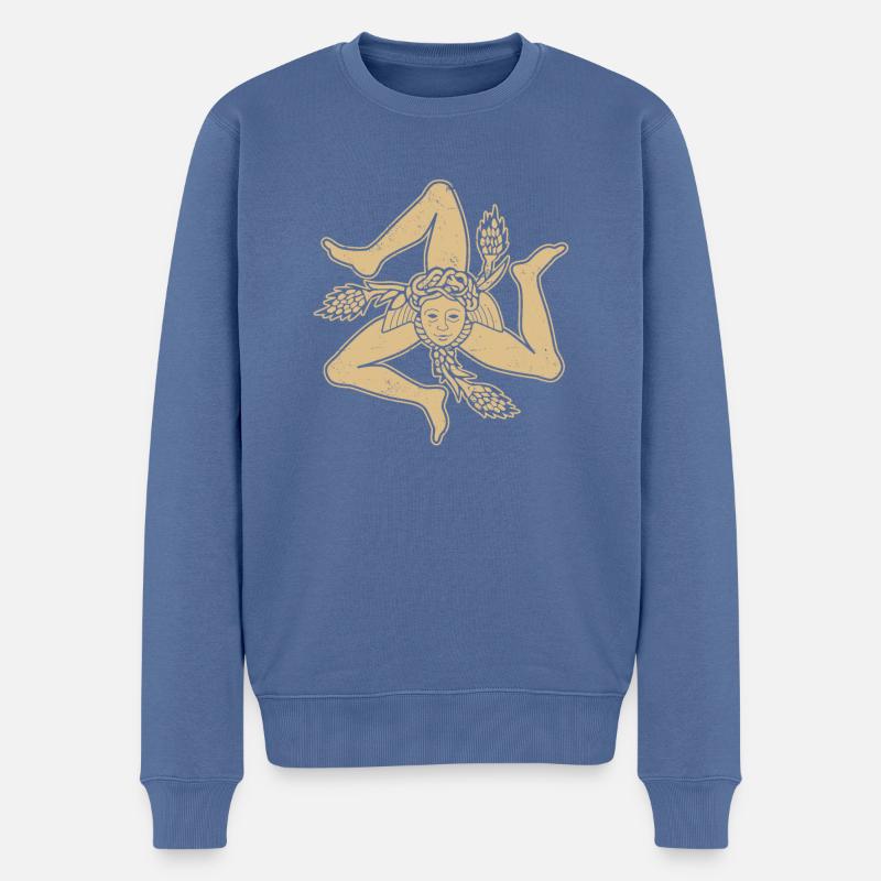 Sicilia Italia Wappen Flagge Palermo - Männer Premium Bio Pullover - Taubenblau