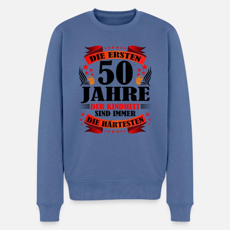 50 Geburtstag Frauen Männer Geschenk lustig - Männer Premium Bio Pullover - Taubenblau