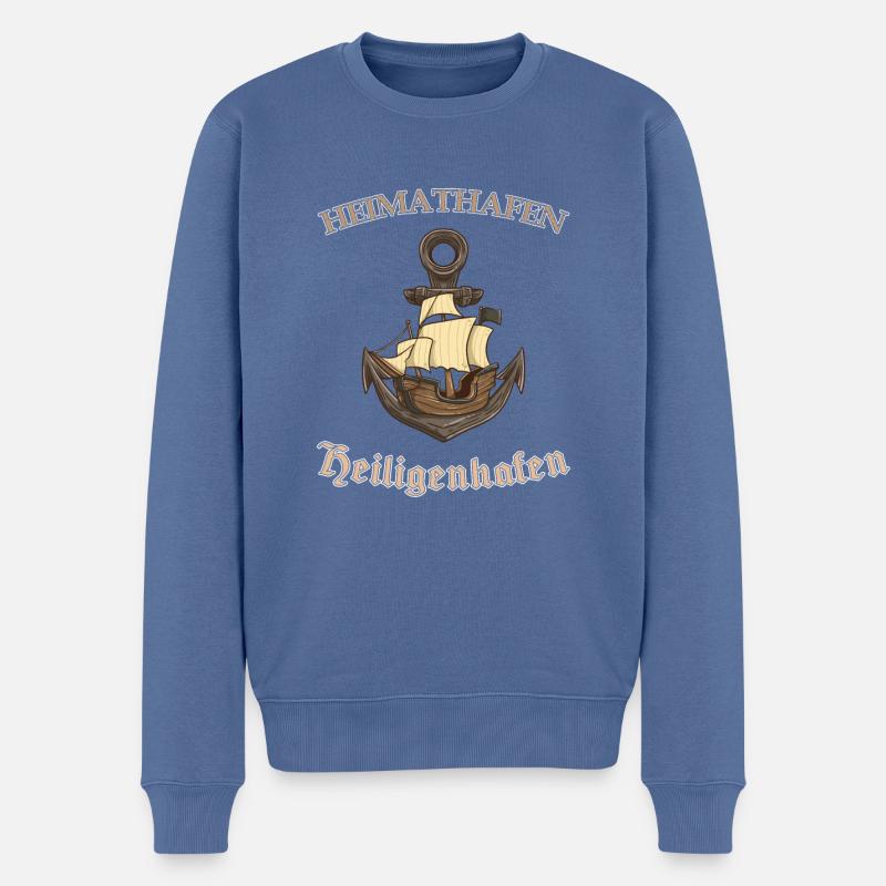 Heimathafen Heiligenhafen als Geschenk - Männer Premium Bio Pullover - Taubenblau