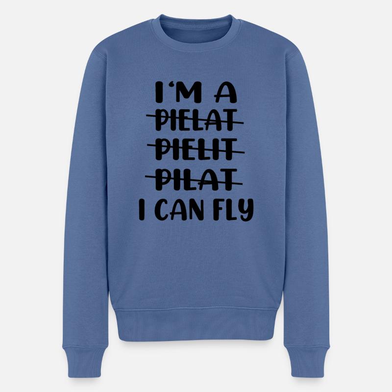 Piloten Spruch fliegen Flugzeug lustig Geschenk - Männer Premium Bio Pullover - Taubenblau