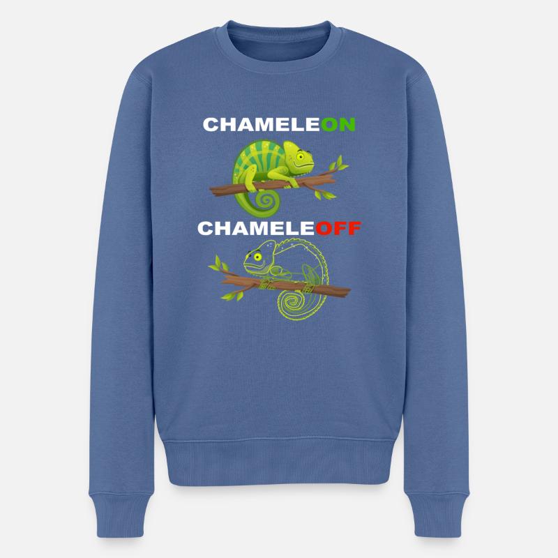 Drôle de caméléon - ChameleON ChameleOFF - Pull Premium bio Homme - bleu pigeon
