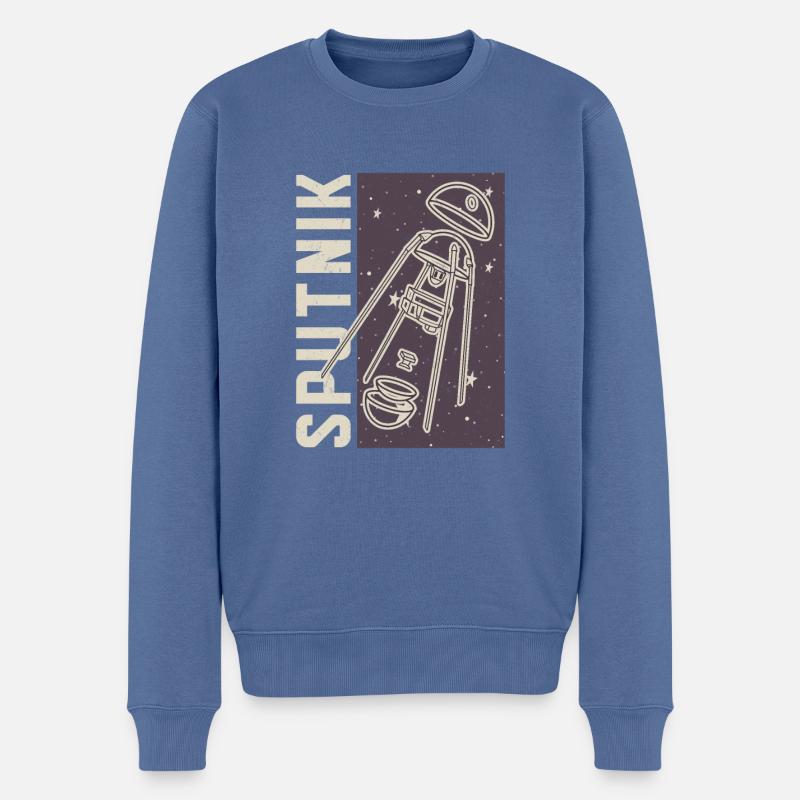 USSR Sowjetisch Sternen Gagarin Sputnik Vintage - Männer Premium Bio Pullover - Taubenblau