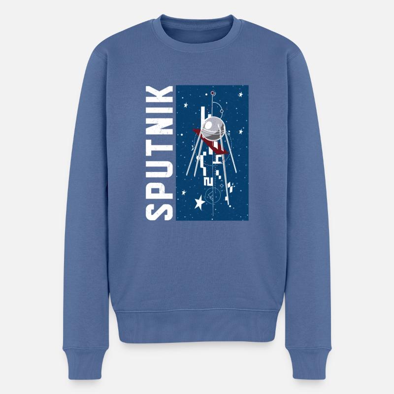 USSR Sowjetisch Sternen Gagarin Sputnik Vintage - Männer Premium Bio Pullover - Taubenblau