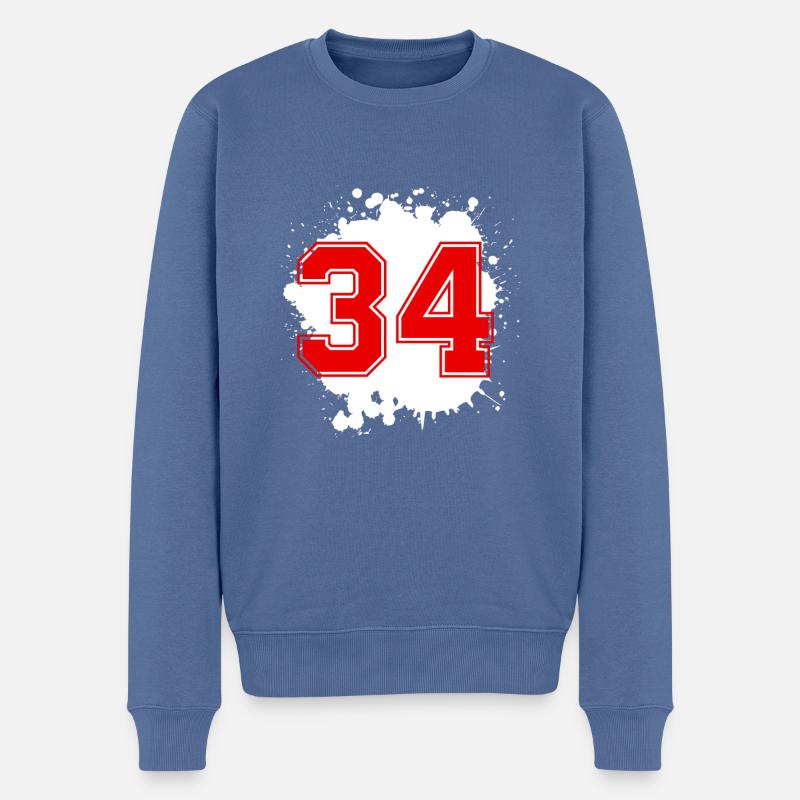 34 Zahl Klecks - Männer Premium Bio Pullover - Taubenblau