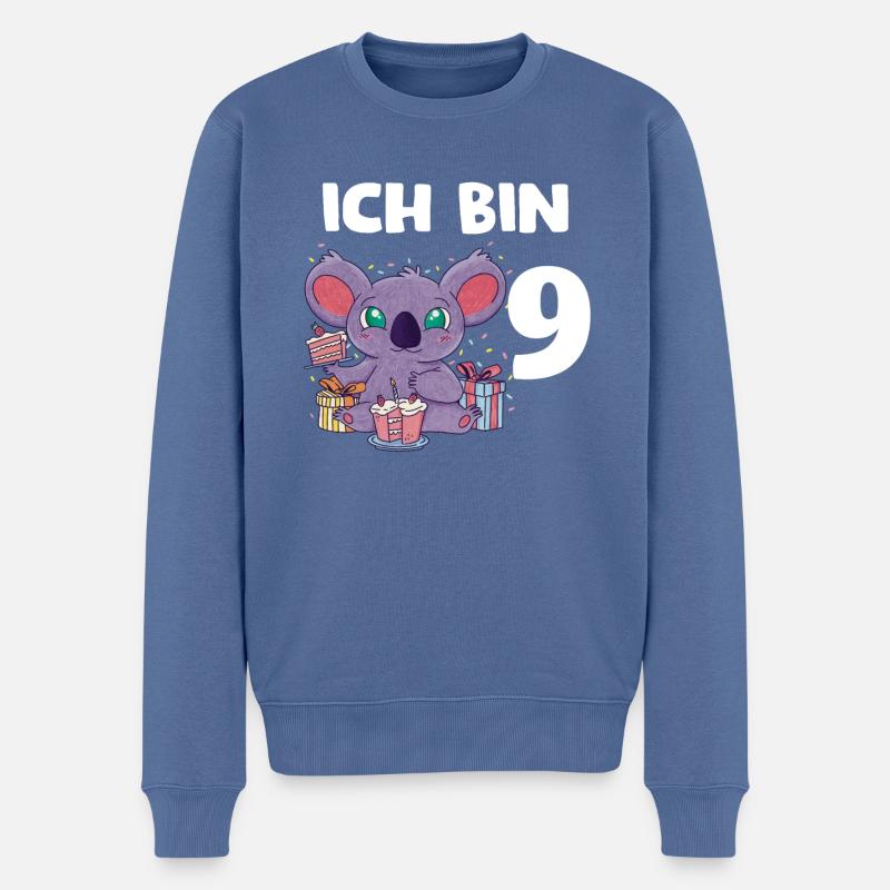 9. Geburtstag Süßer Koala - 9 Jahre Alt Geschenk - Männer Premium Bio Pullover - Taubenblau