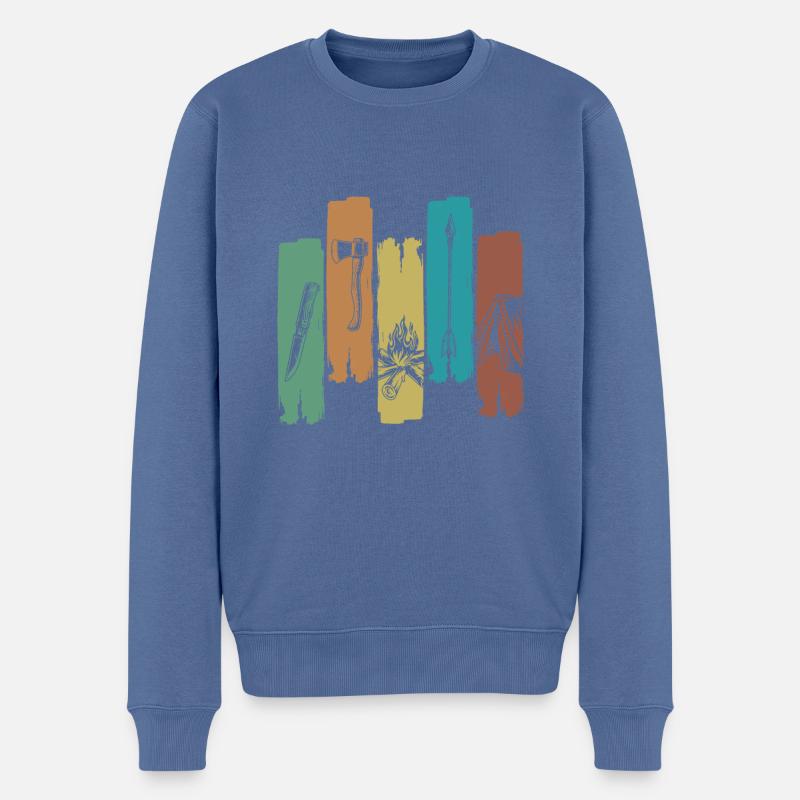 Bushcraft Gegenstände - Männer Premium Bio Pullover - Taubenblau
