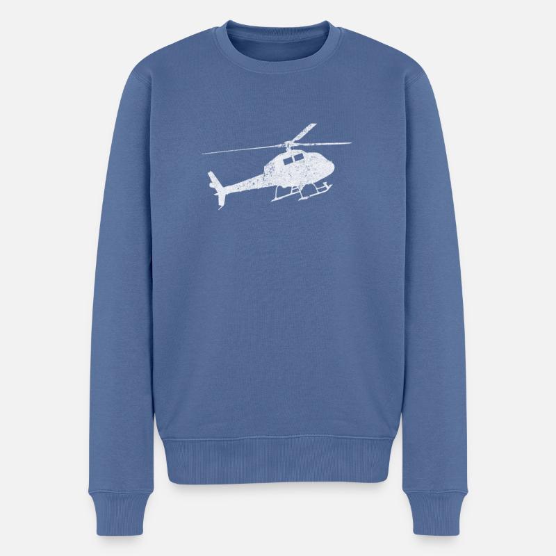 Conception d’hélicoptère noir - Pull Premium bio Homme - bleu pigeon