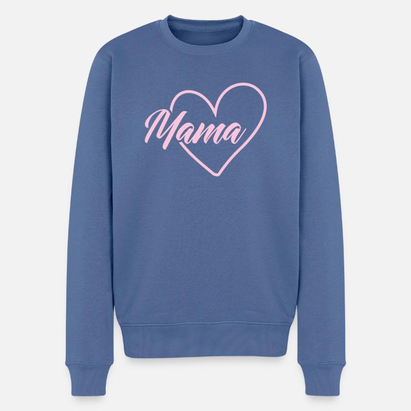 Maman Cœur - Pull Premium bio Homme - bleu pigeon
