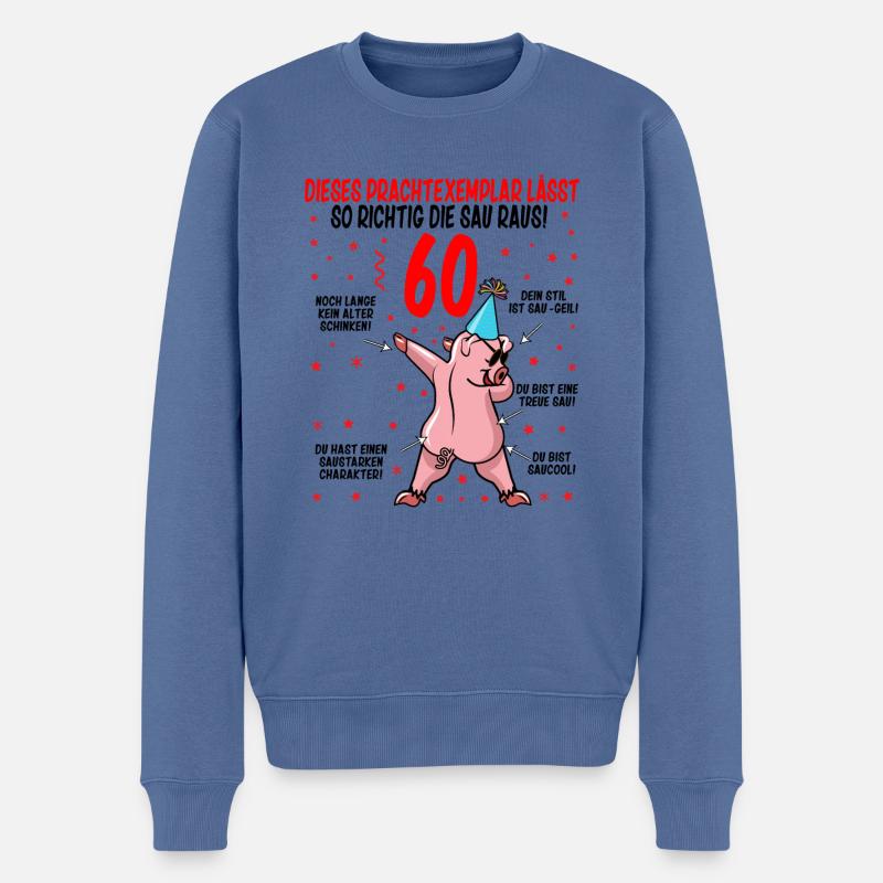 60 Geburtstag Geschenkidee Baujahr 1962 lustig - Männer Premium Bio Pullover - Taubenblau
