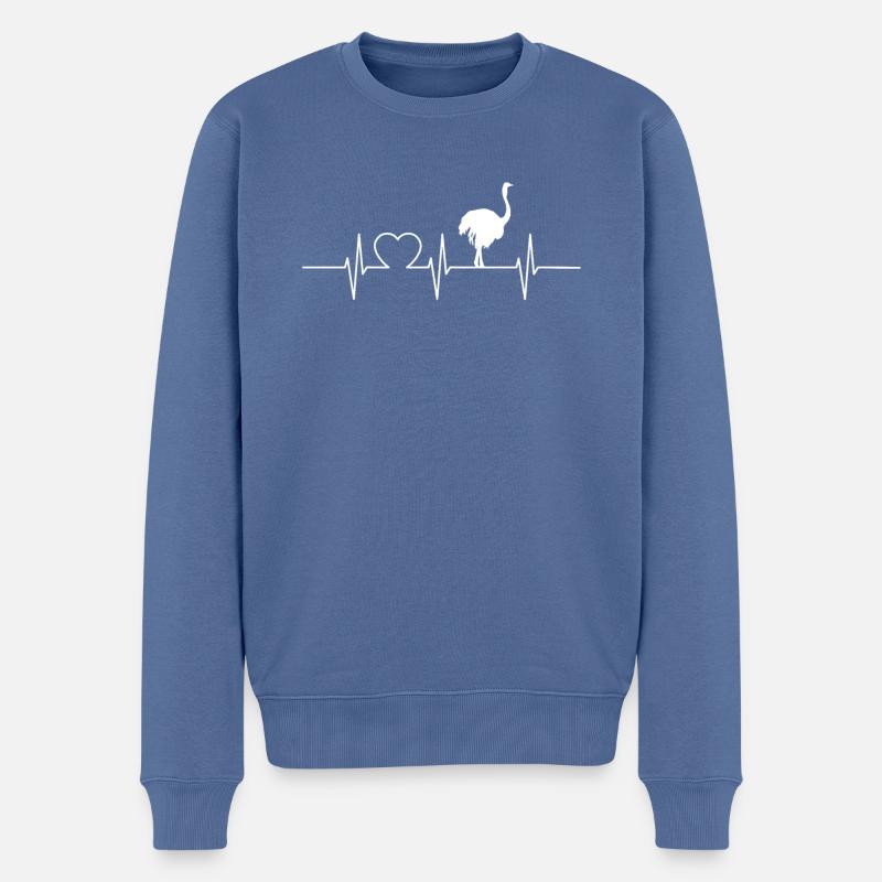 Vogel Strauß Strauße Ostrich Herzschlag EKG Puls - Männer Premium Bio Pullover - Taubenblau