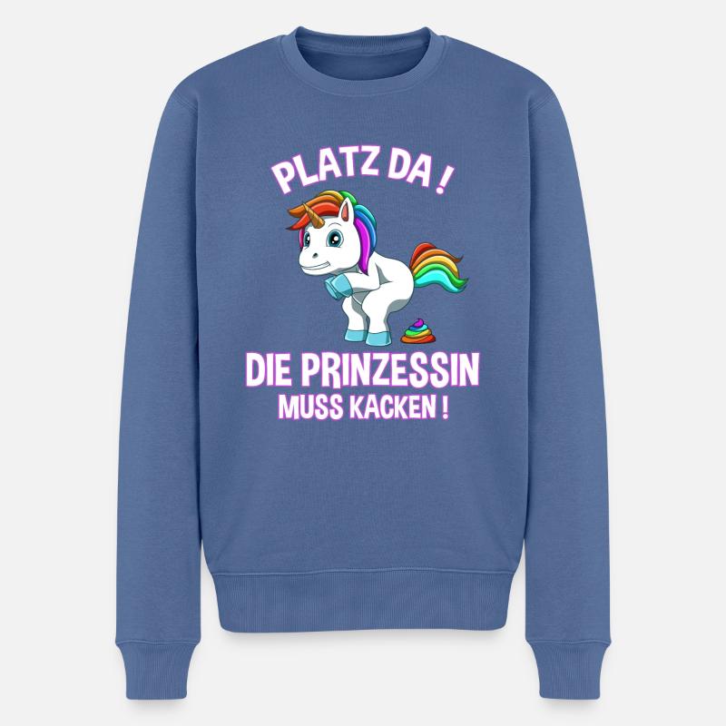 Ich muss kacken - Prinzessin Einhorn Kacken - Männer Premium Bio Pullover - Taubenblau