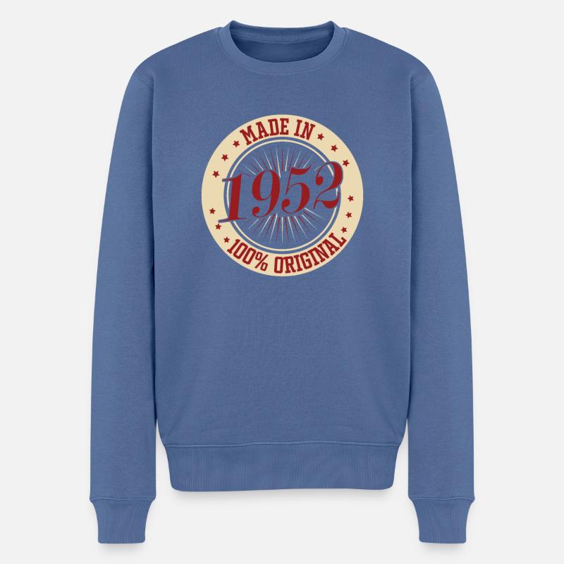 Geburtstag Made in 1952 das original - Männer Premium Bio Pullover - Taubenblau