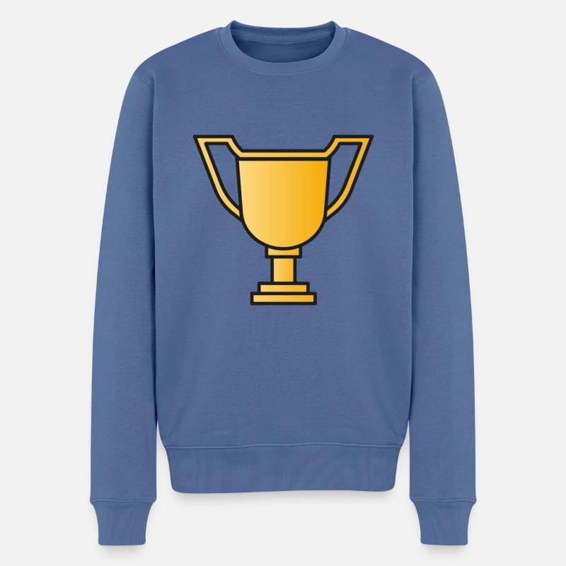 Pokal Trophäe Sieger - Männer Premium Bio Pullover - Taubenblau