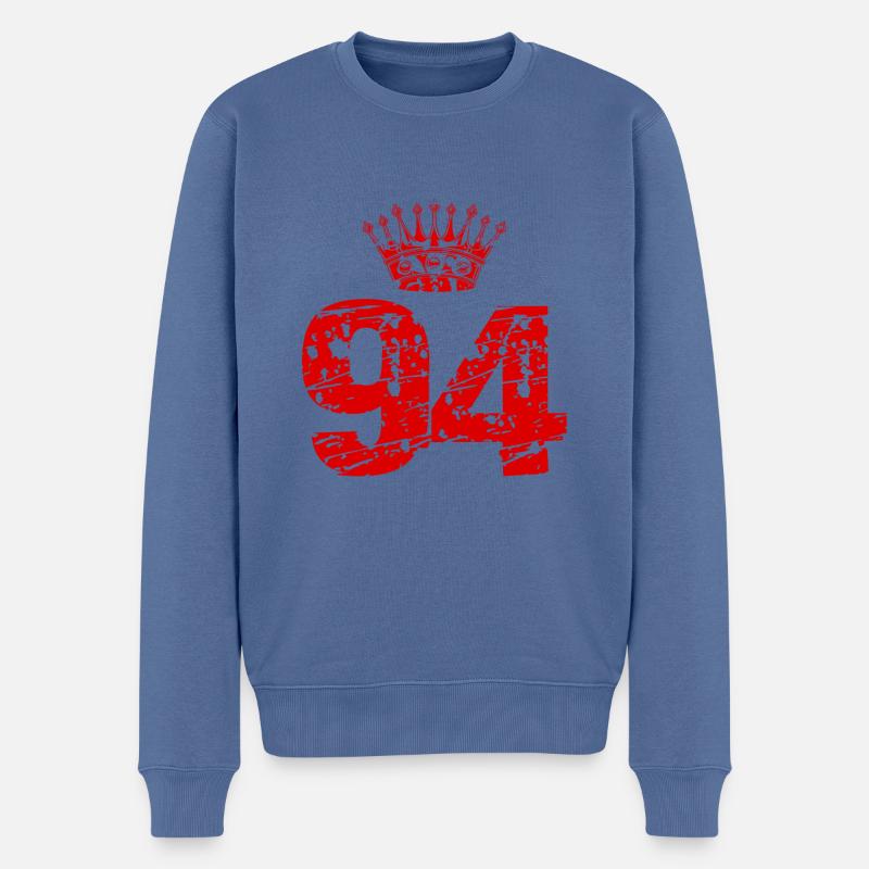 94 Zahl Krone - Männer Premium Bio Pullover - Taubenblau