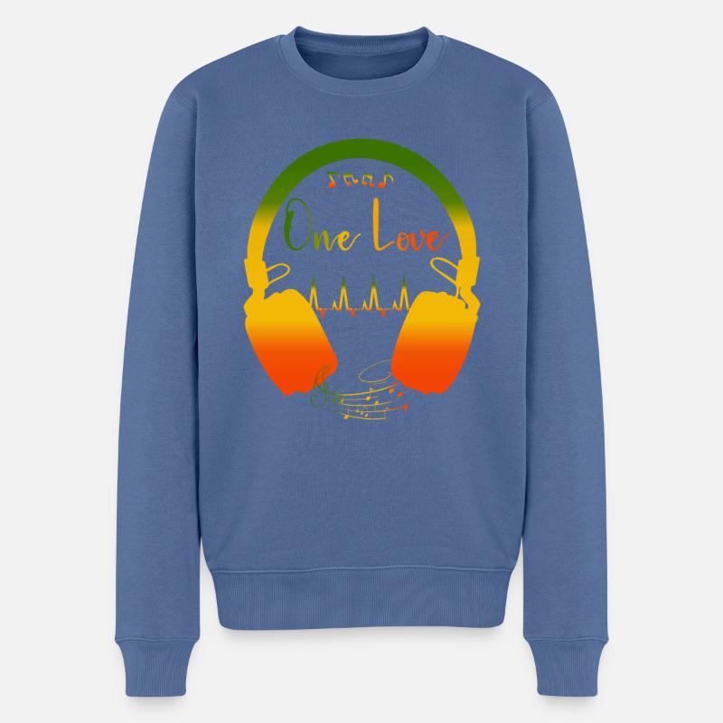 Reggae One Love - Headset design - Männer Premium Bio Pullover - Taubenblau