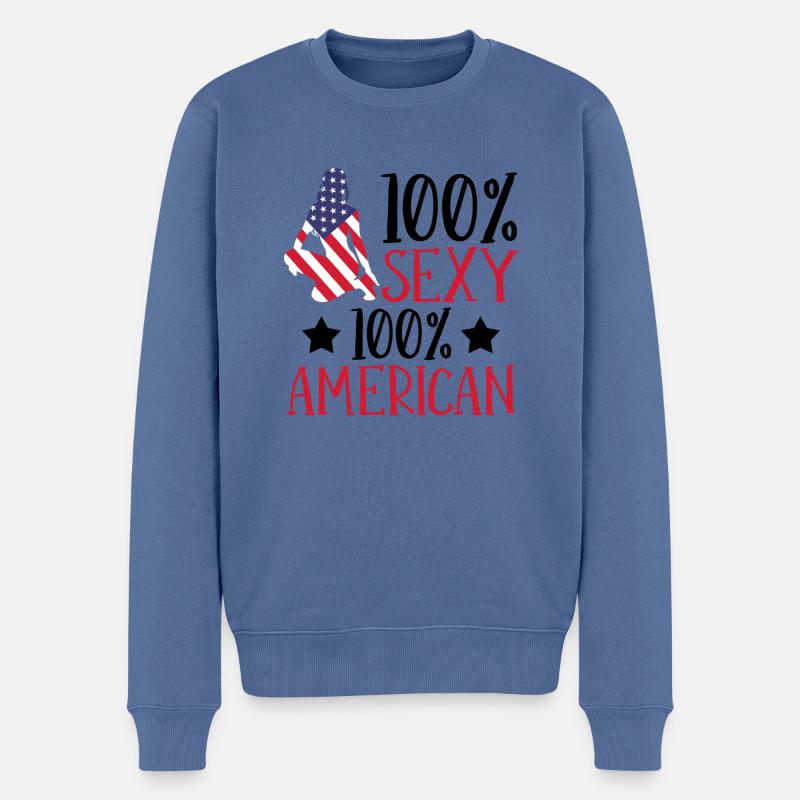 Sexy Amerikanisches Mädchen - Männer Premium Bio Pullover - Taubenblau