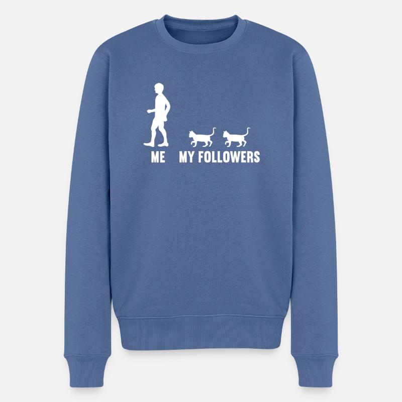 Moi et mes followers chat chatte chat chaton chats - Pull Premium bio Homme - bleu pigeon