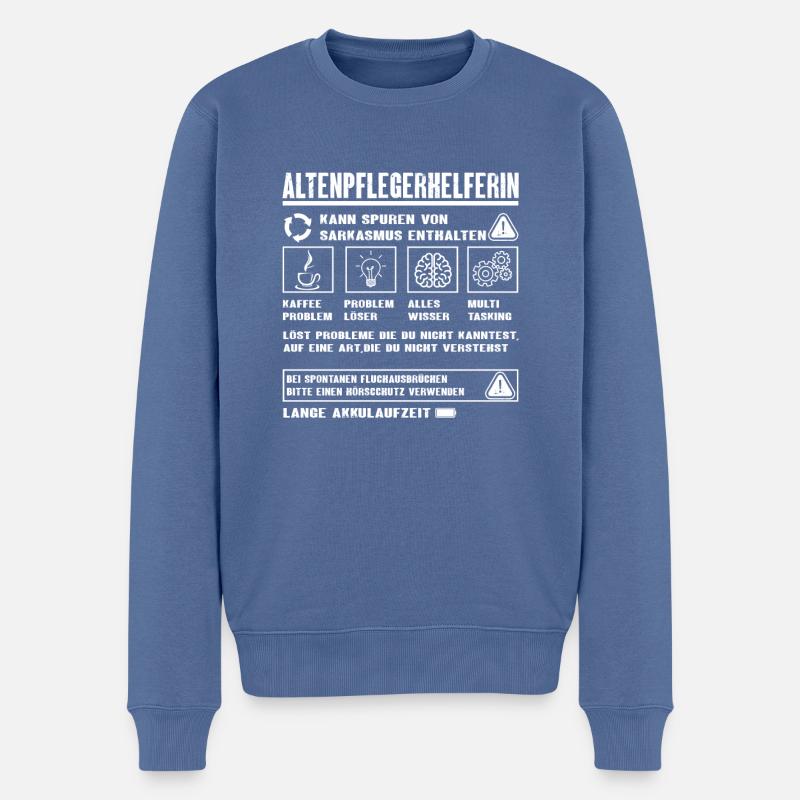ALTENPFLEGERHELFERIN Spruch Beruf Sarkasmus - Männer Premium Bio Pullover - Taubenblau