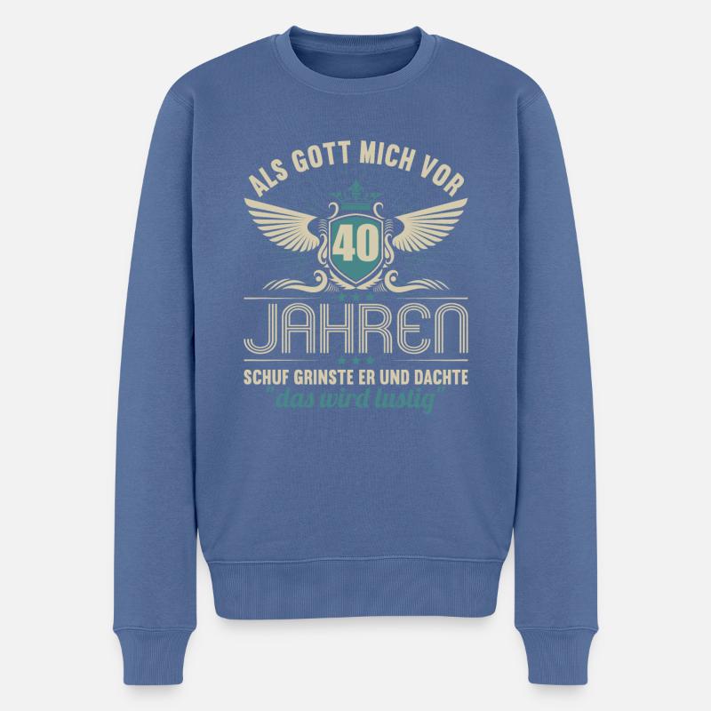 Als Gott mich vor 40 Jahren schuf 40. Geburtstag - Männer Premium Bio Pullover - Taubenblau