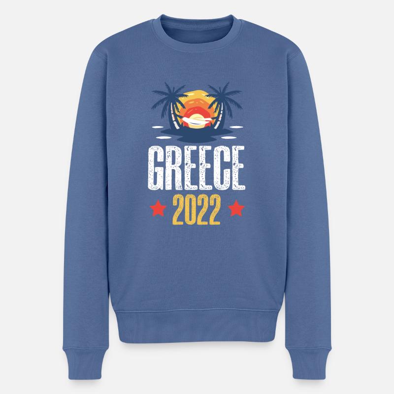 Greece 2022 - Männer Premium Bio Pullover - Taubenblau