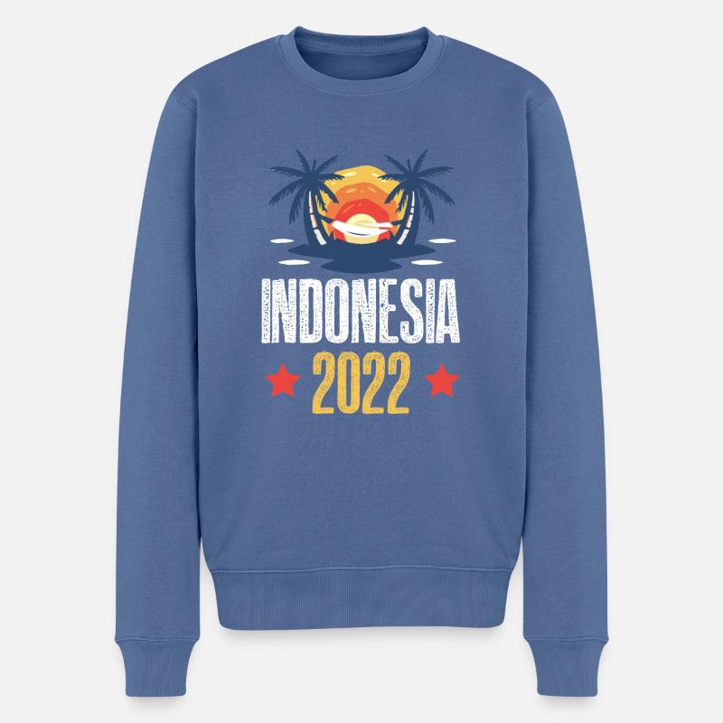 Indonésie 2022 - Pull Premium bio Homme - bleu pigeon